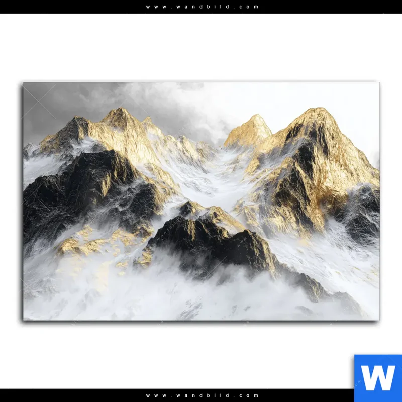Acrylglasbild | Stille der goldenen Berge | Querformat