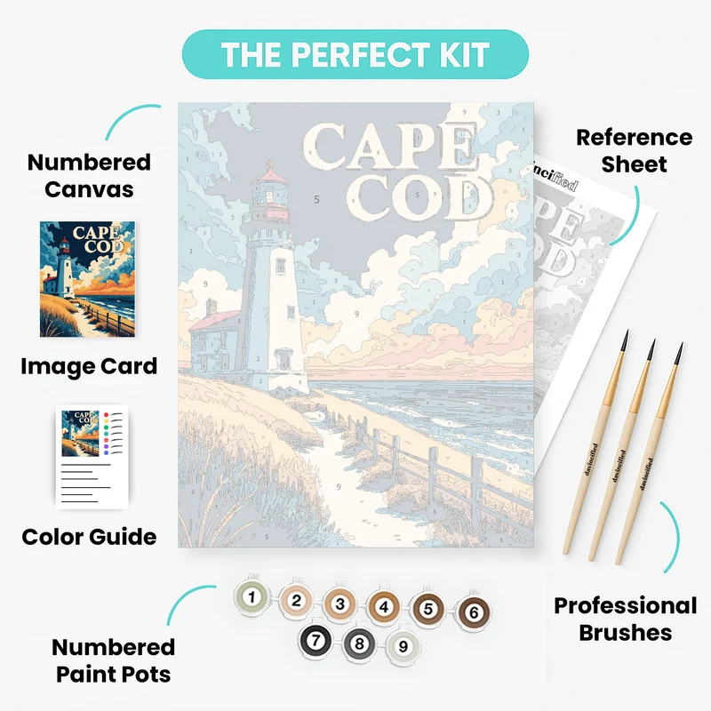 Cape Cod Lighthouse Dune Path at Sunset - Paint by Numbers Kit
