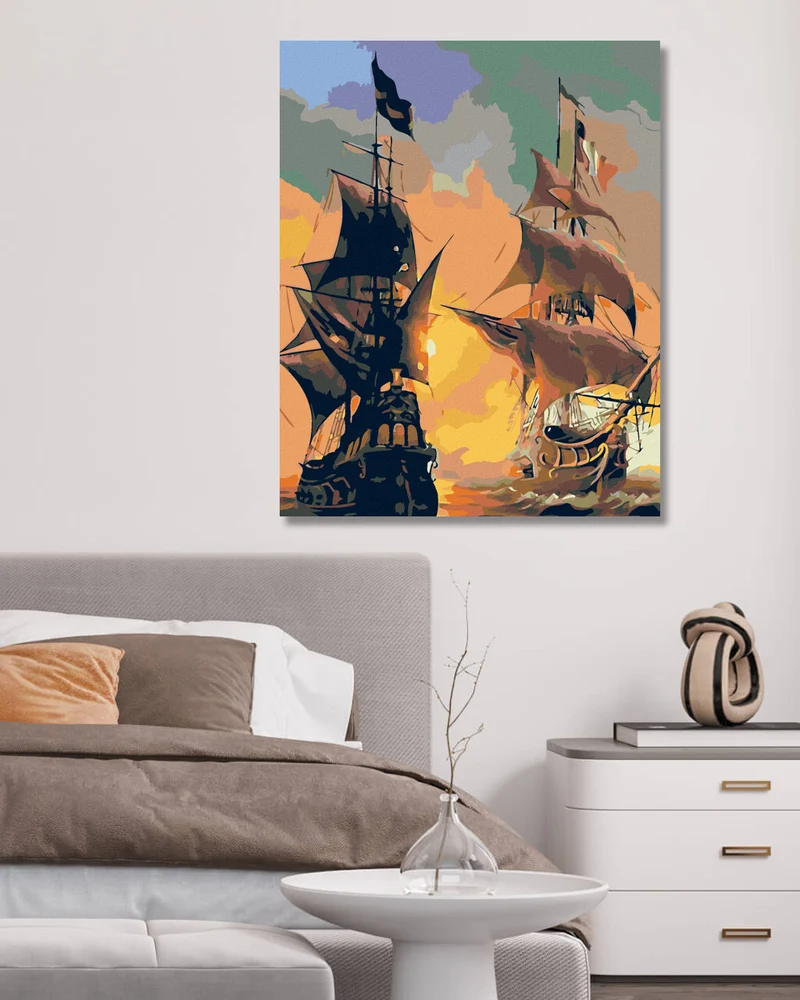 Diamond painting - SCHIFFE AUF MEER UND SONNENUNTERGANG
