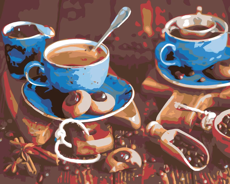 Diamond painting - BLAUE TASSEN KAFFEE I.