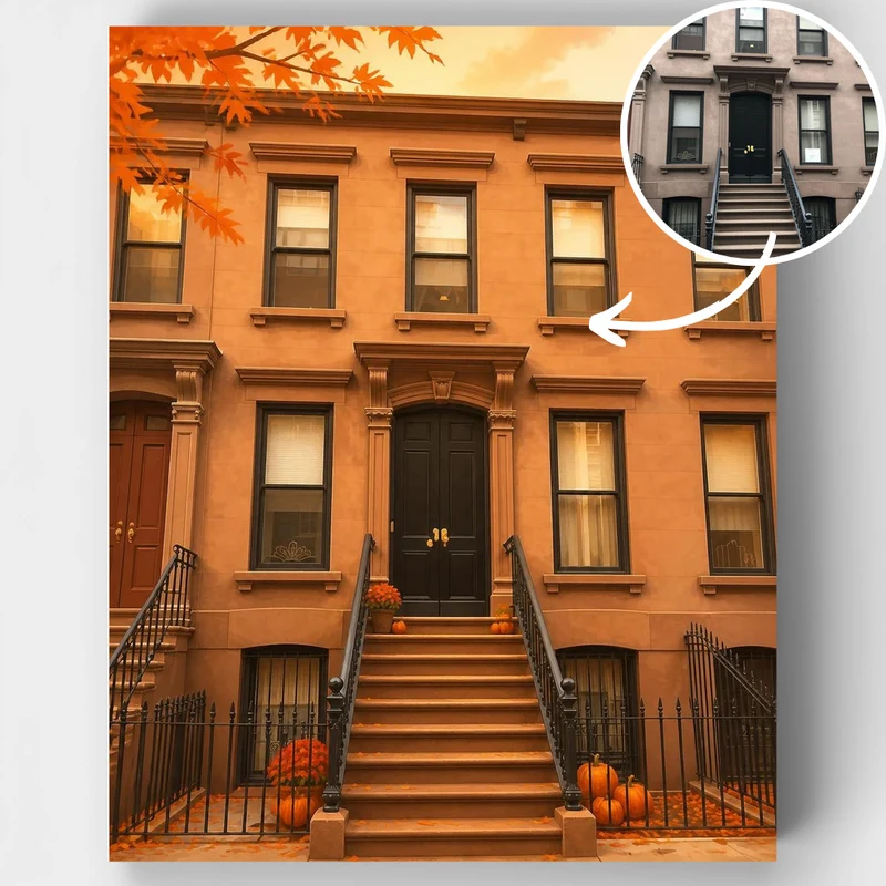 Autumn Home Through the Seasons - Custom Paint by Numbers Kit
