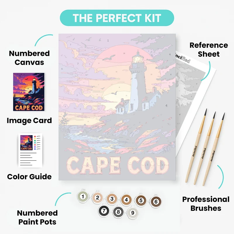 Cape Cod Lighthouse Sunset - Paint by Numbers Kit