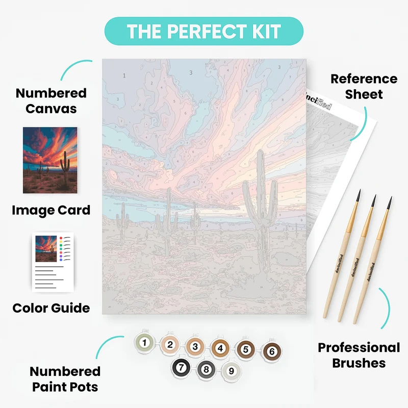 Arizona Desert Saguaro Firestorm Sunset - Paint by Numbers Kit