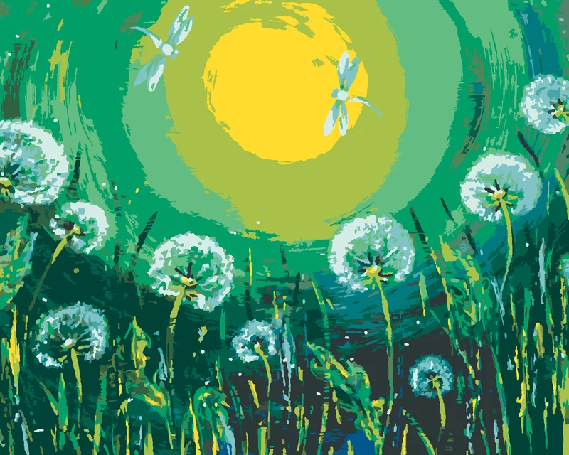 Diamond painting - PUSTEBLUMEN UND LIBELLEN