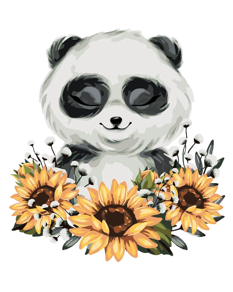 Diamond painting - PANDA MIT SONNENBLUMEN