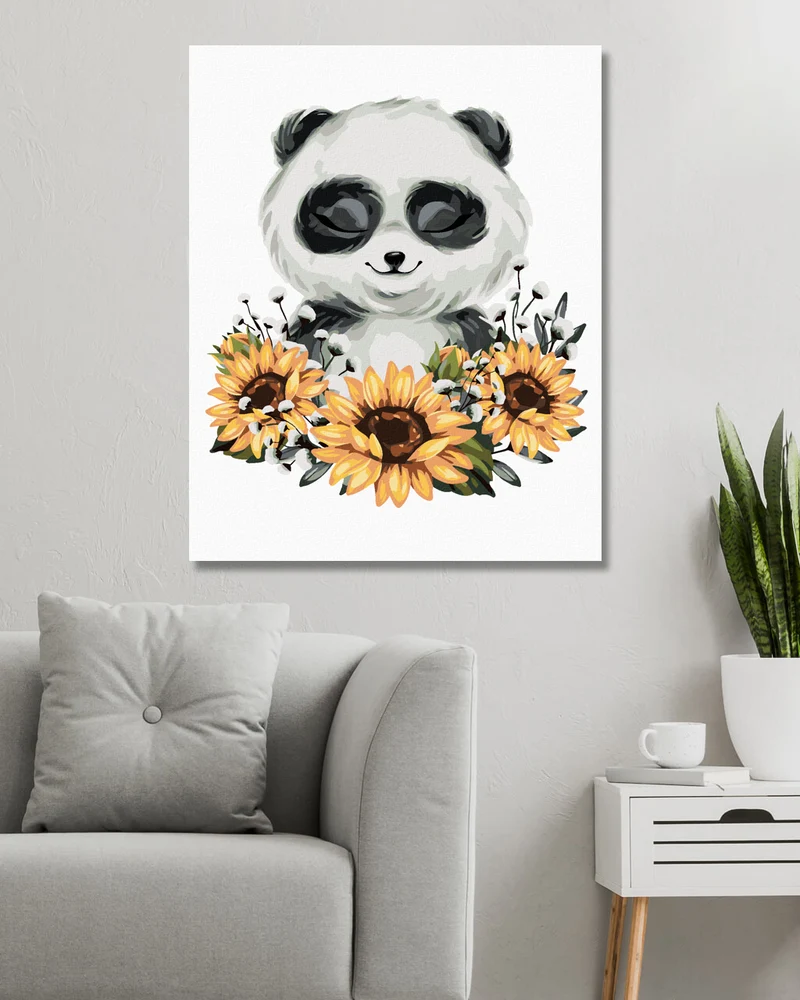 Diamond painting - PANDA MIT SONNENBLUMEN