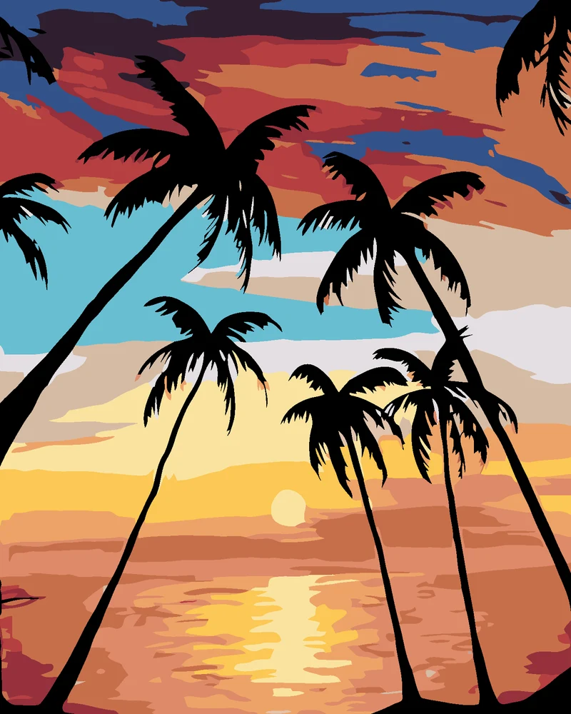 Diamond painting - PALMEN UND SONNENUNTERGANG