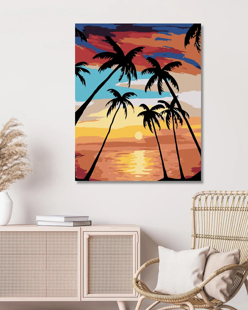 Diamond painting - PALMEN UND SONNENUNTERGANG