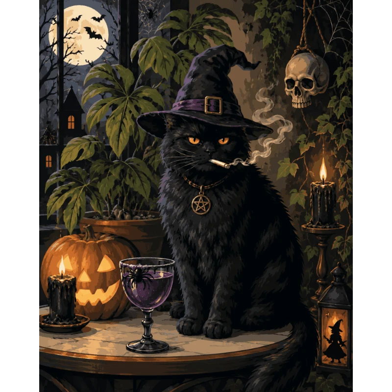 Grantige Halloween-Katze