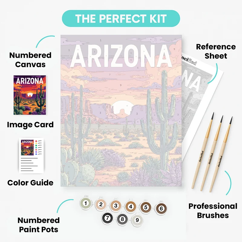 Arizona Desert Cactus Sunset - Paint by Numbers Kit