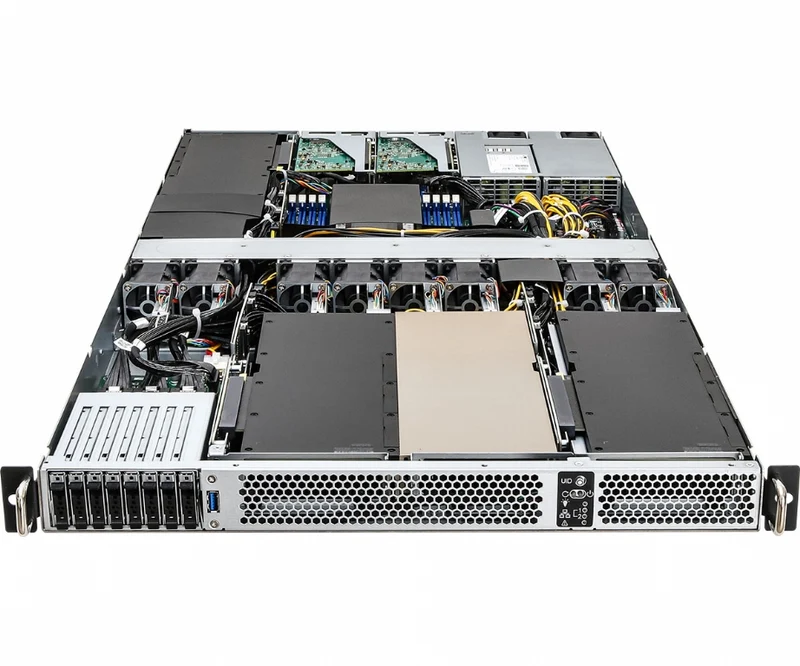 ASRock Rack 1U4G-ROME Rackmount Server Barebone - Supports Single AMD ROME 3rd Gen CPU - Up to 4x GPU Support - 8x E.1 Hot-Swap - Dual PSU
