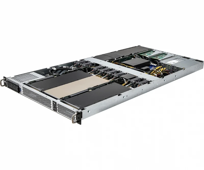 ASRock Rack 1U4G-ROME Rackmount Server Barebone - Supports Single AMD ROME 3rd Gen CPU - Up to 4x GPU Support - 8x E.1 Hot-Swap - Dual PSU