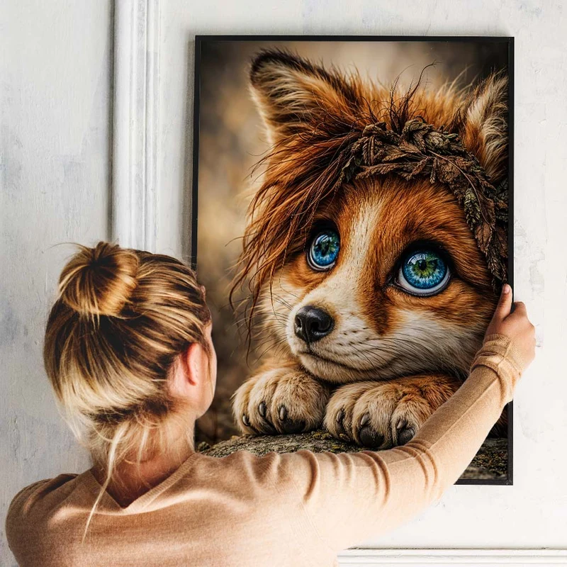 5D Diamond Painting – Fuchs Finley mit Waldkranz