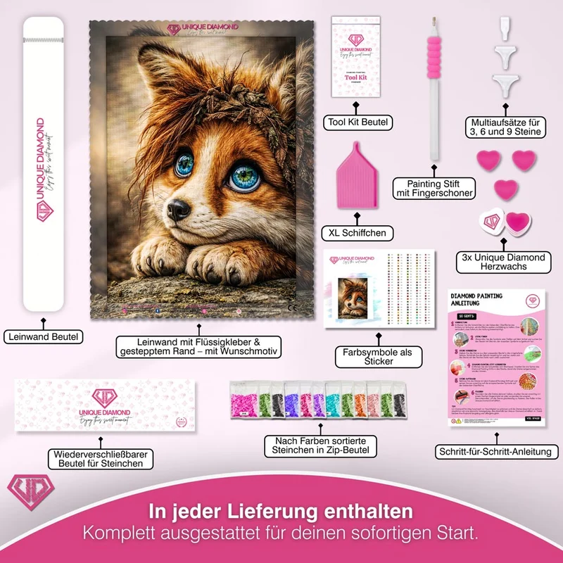 5D Diamond Painting – Fuchs Finley mit Waldkranz