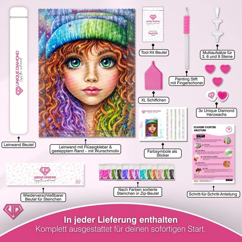 5D Diamond Painting – Sternenmädchen Livia im Farbenrausch
