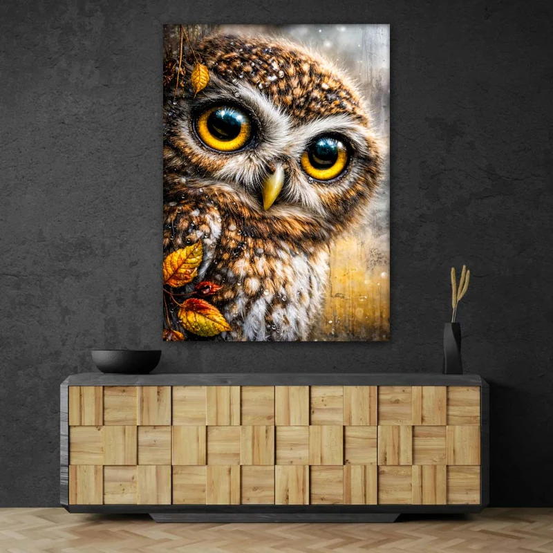 5D Diamond Painting – Eule Arion im Herbstregen