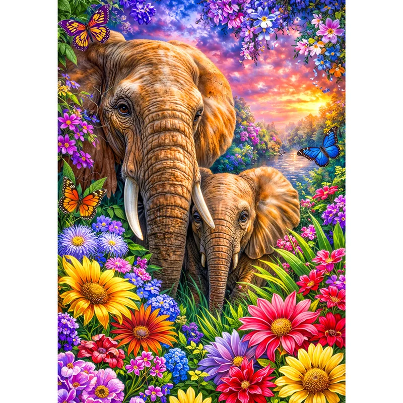 5D Diamond Painting – Amara Blütenhüterin der Elefantenliebe