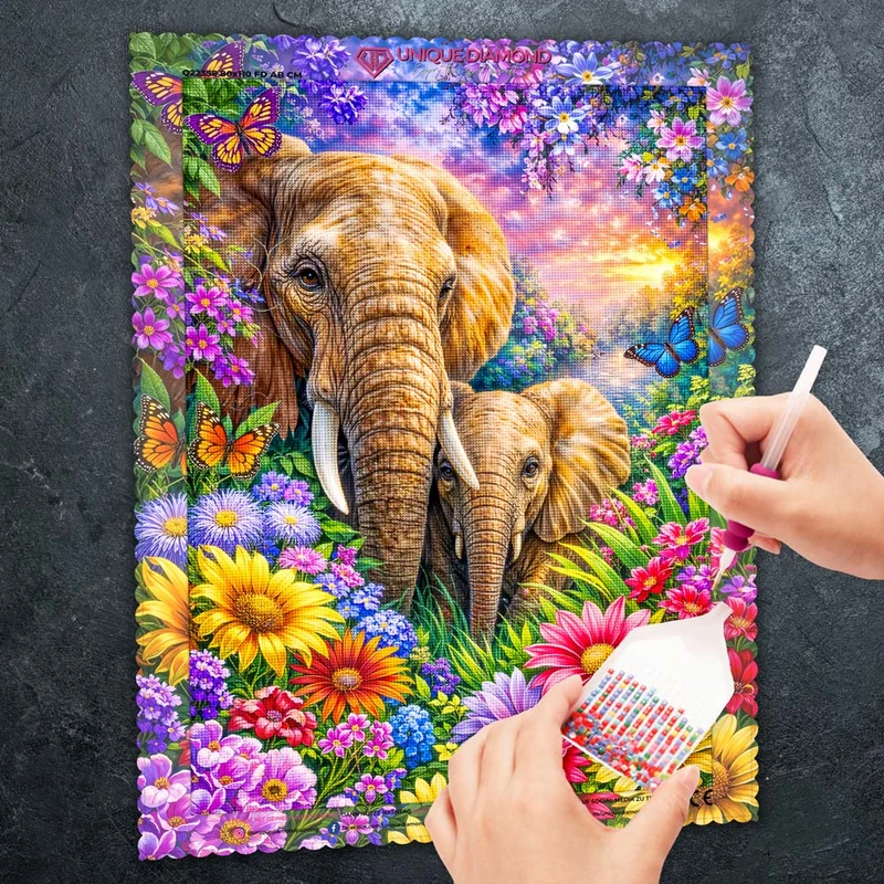 5D Diamond Painting – Amara Blütenhüterin der Elefantenliebe
