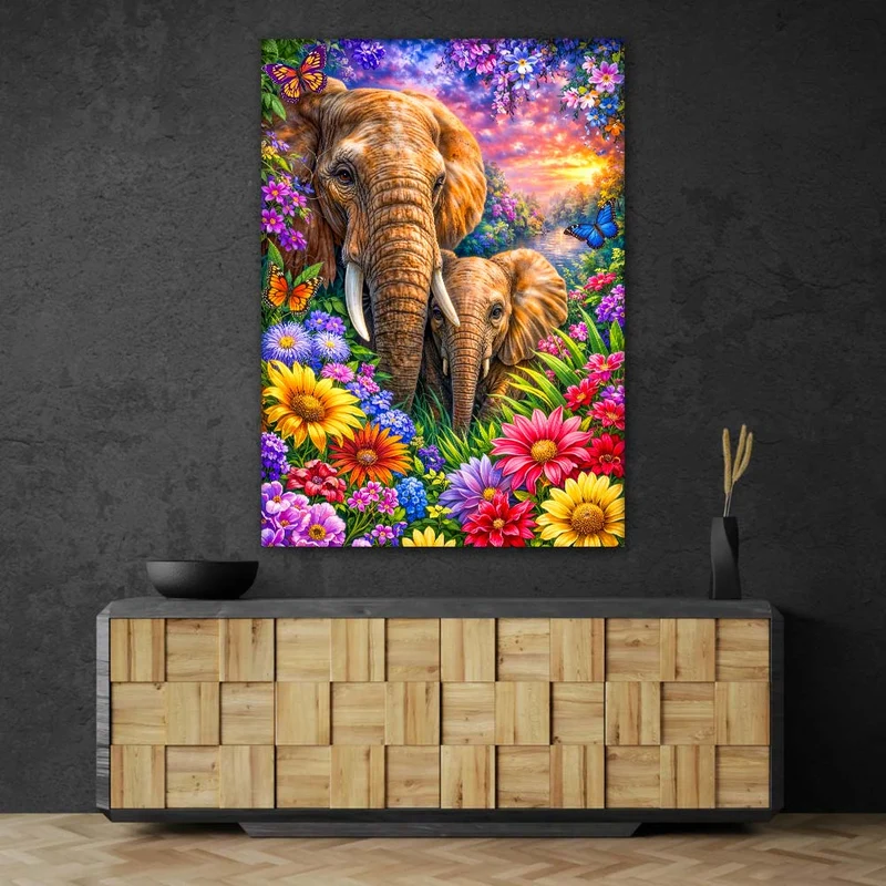 5D Diamond Painting – Amara Blütenhüterin der Elefantenliebe