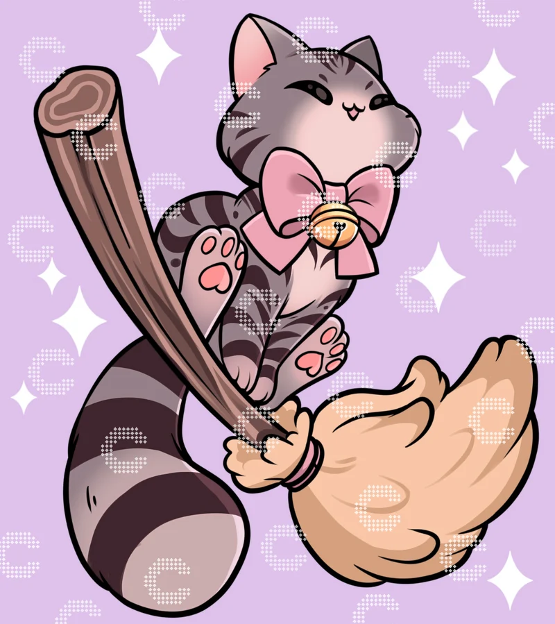 Diamond Painting - Mahou.Shoujo - Witch Cat on the Broom