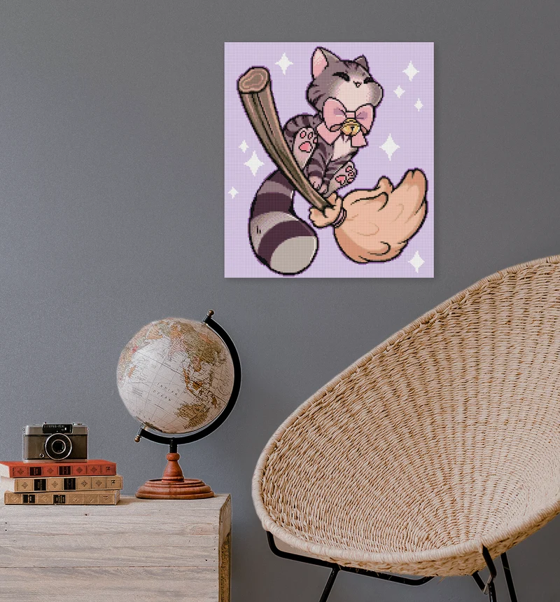 Diamond Painting - Mahou.Shoujo - Witch Cat on the Broom