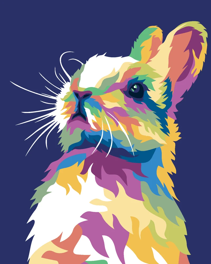 Diamond painting - POP-ART-KANINCHEN AUF BLAUEM HINTERGRUND