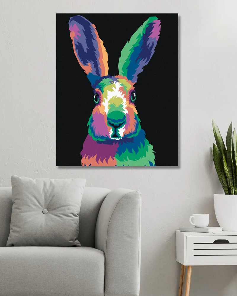 Diamond painting - POP-ART-KANINCHEN AUF SCHWARZEM HINTERGRUND