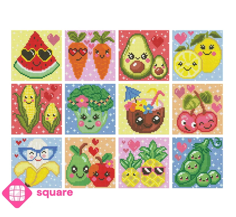 Diamond Painting - Carat Art Design - Mini Set Happy Veggies & Fruits