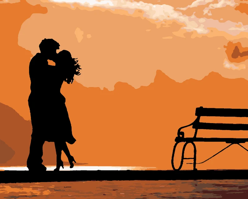 Diamond painting - KUSS BEI SONNENUNTERGANG