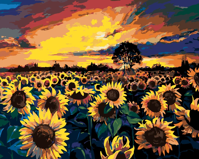 Diamond painting - FELD VOLLER SONNENBLUMEN