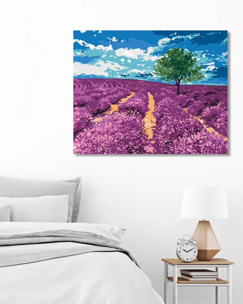Diamond painting - LAVENDELFELD MIT EINEM BAUM