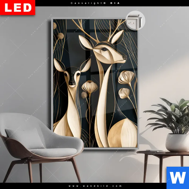 Leuchtbild Acrylglas Canvalight® DIA | Rehe - Anmut des Waldes | Hochformat