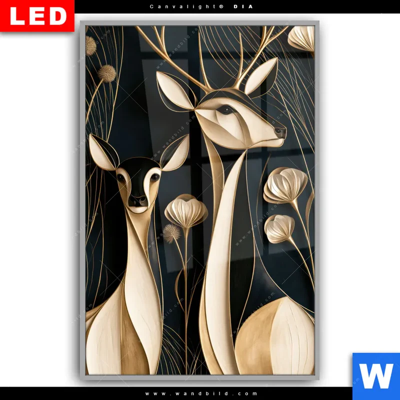 Leuchtbild Acrylglas Canvalight® DIA | Rehe - Anmut des Waldes | Hochformat