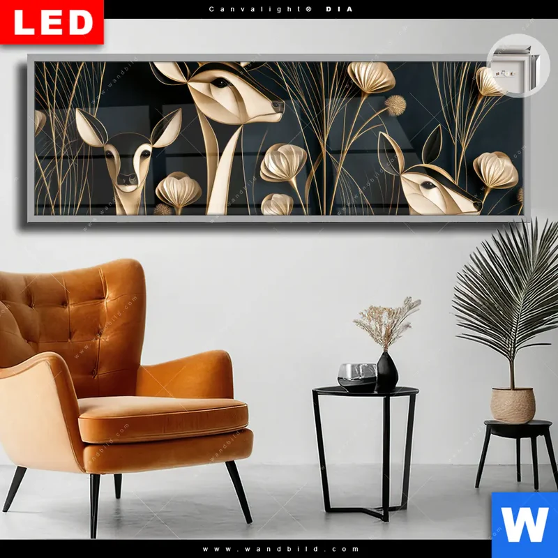 Leuchtbild Acrylglas Canvalight® DIA | Rehe - Anmut des Waldes | Panorama