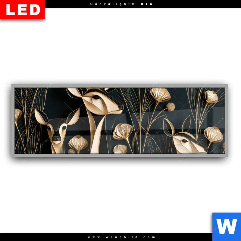 Leuchtbild Acrylglas Canvalight® DIA | Rehe - Anmut des Waldes | Panorama