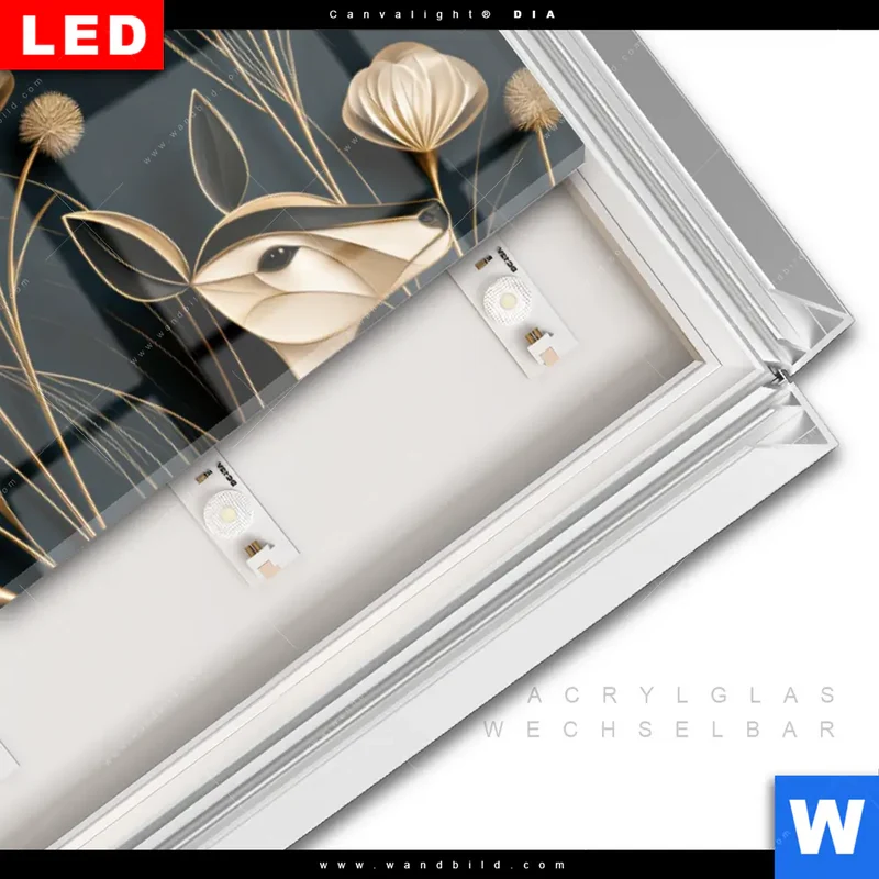 Leuchtbild Acrylglas Canvalight® DIA | Rehe - Anmut des Waldes | Panorama