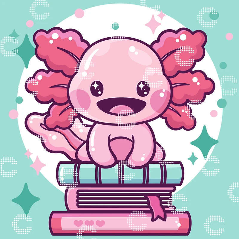 Diamond Painting - Tatyana Deniz - Book Lover Axolotl