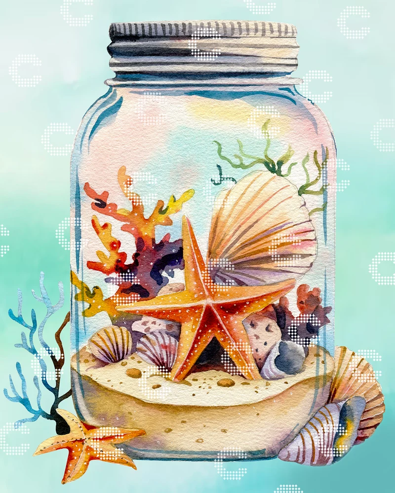 Diamond Painting - Yana Prosvetkina - Sea shells in a jar