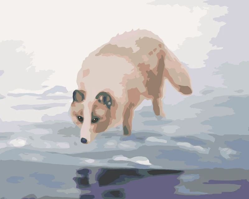 Diamond painting - POLARFUCHS AM WASSER (D. RUSTY RUST)