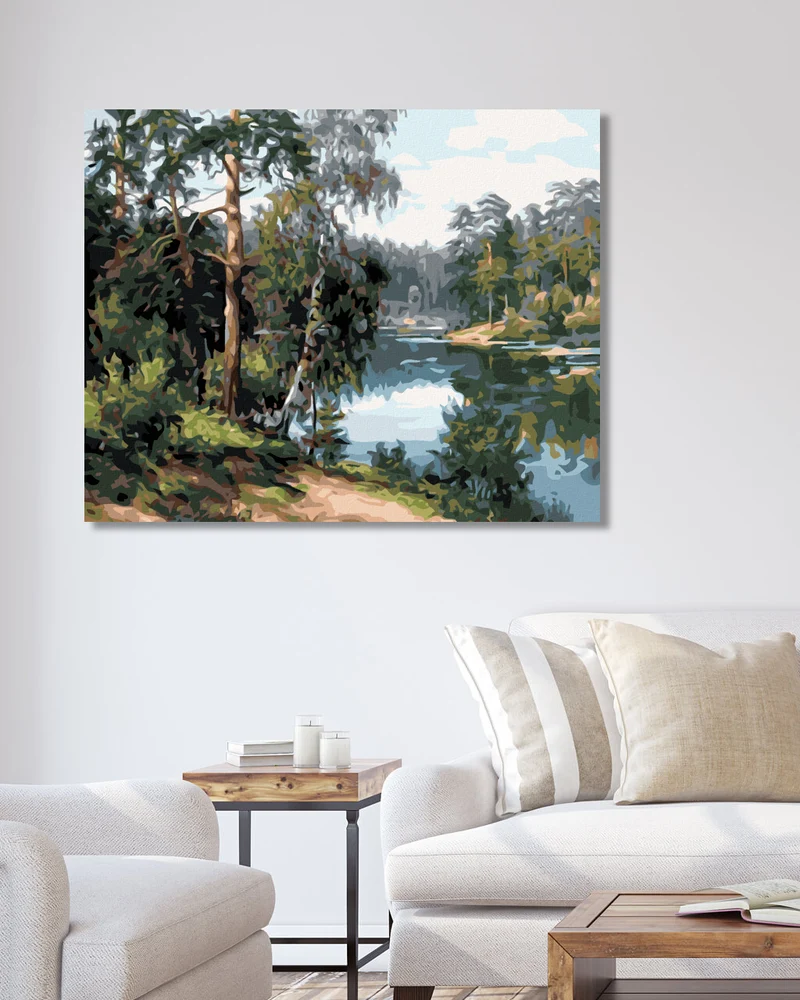 Diamond painting - BLICK AUF DEN SEE DURCH DIE BÄUME