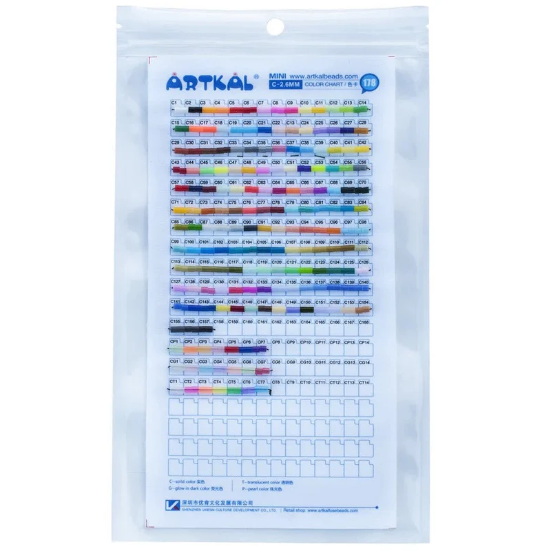 Artkal MINI Farbkarte – Übersicht für 2,6 mm Bügelperlen