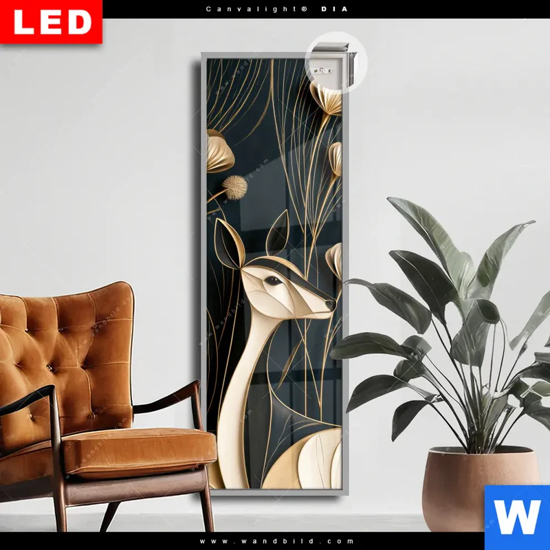 Leuchtbild Acrylglas Canvalight® DIA | Rehe - Anmut des Waldes | Schmal