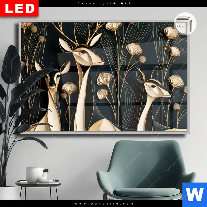 Leuchtbild Acrylglas Canvalight® DIA | Rehe - Anmut des Waldes | Querformat