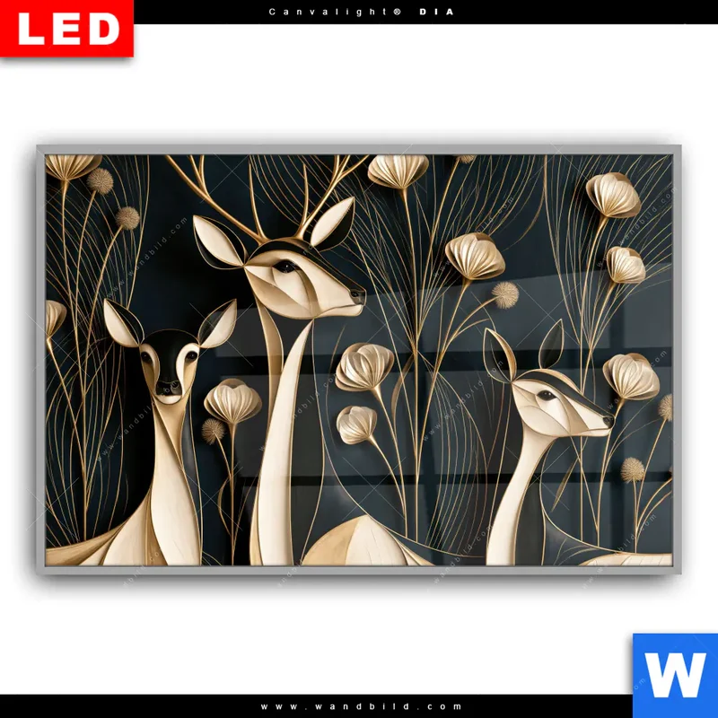 Leuchtbild Acrylglas Canvalight® DIA | Rehe - Anmut des Waldes | Querformat
