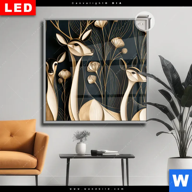 Leuchtbild Acrylglas Canvalight® DIA | Rehe - Anmut des Waldes | Quadrat