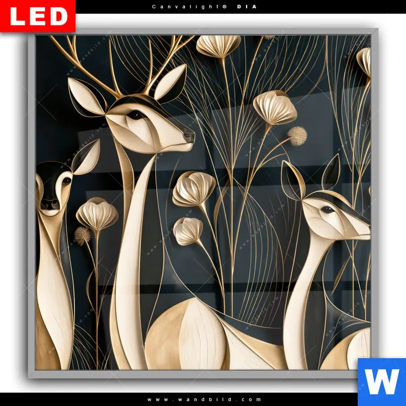Leuchtbild Acrylglas Canvalight® DIA | Rehe - Anmut des Waldes | Quadrat