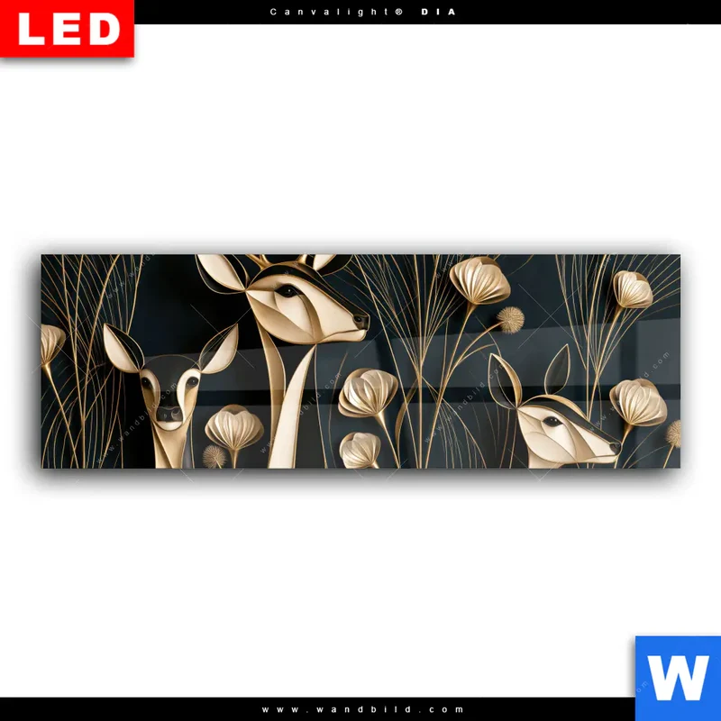 Wechselmotiv Acrylglas Canvalight® DIA | Rehe - Anmut des Waldes | Panorama