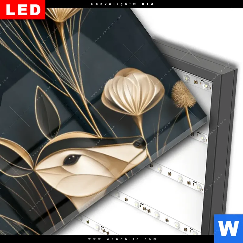 Wechselmotiv Acrylglas Canvalight® DIA | Rehe - Anmut des Waldes | Panorama