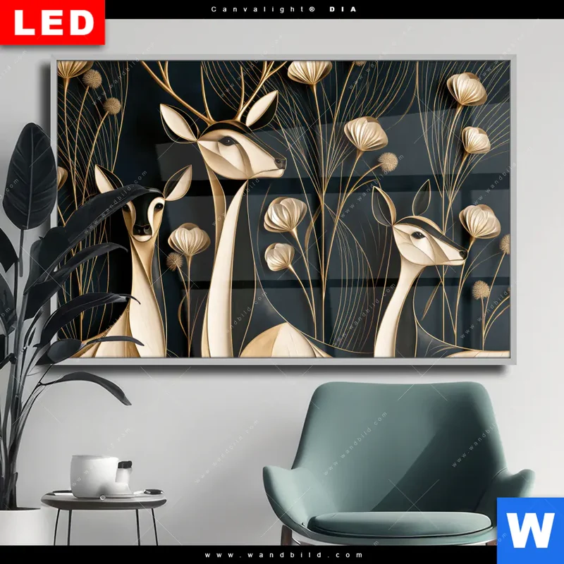 Wechselmotiv Acrylglas Canvalight® DIA | Rehe - Anmut des Waldes | Querformat