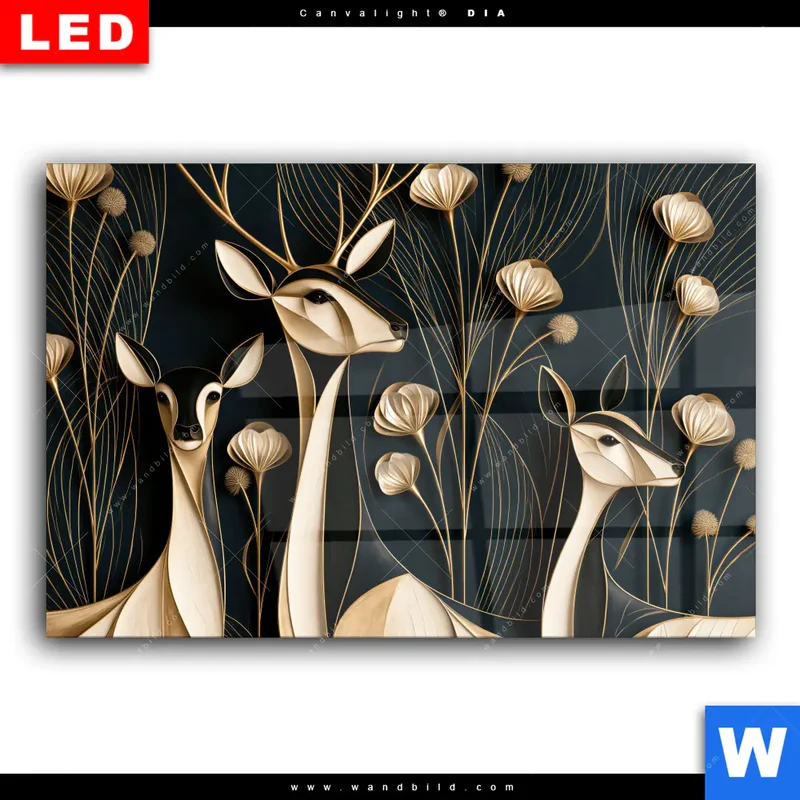 Wechselmotiv Acrylglas Canvalight® DIA | Rehe - Anmut des Waldes | Querformat